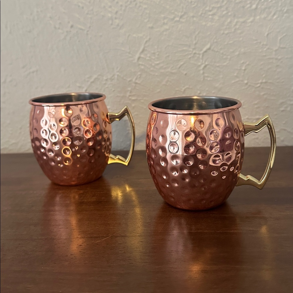 Set of Two Hammered Coper Plate Moscow Mule Mugs